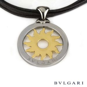 Bvlgari Steel & 18k Yellow Gold Large Tondo Sun Pendant CN024804